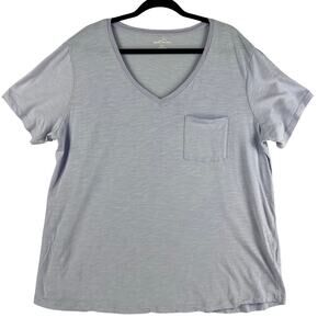 Eddie Bauer Womens Slub V-Neck Pocket Tee XXXL 3X Lavender Purple Cotton/Modal